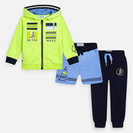 MAYORAL boys 3-piece set - sweatshirt, sweatpants, shorts - greenish blue - 116 cm - Clothes Set
