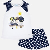MAYORAL girls set of 2 pieces - tank top and shorts - white, blue with polka dots - 116 cm - Clothes Set
