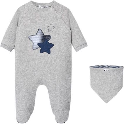MAYORAL boy's set stars and bib grey - 75 cm - Baby Clothing Set - Main image