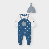 MAYORAL boys overalls with cap, dark blue and white stars/white - 60 cm - Baby Clothing Set