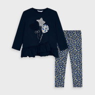 MAYORAL girls set T-shirt and leggings, dark blue with balloons - 104 cm - Clothes Set