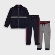 MAYORAL boys 3-piece set dark blue zipped sweatshirt, grey and blue sweatpants - 110 cm - Clothes Set