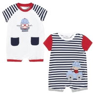 MAYORAL boys set 2pcs short overalls, blue/white stripe - 65 cm - Baby Romper