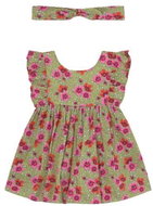 MAYORAL girls set 2pcs dress with headband, green with flowers - 98 cm - Baby Clothing Set