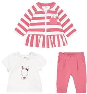 MAYORAL girls set 3pcs sweatshirt, t-shirt and pants with rabbit, white/pink - 65 cm - Baby Clothing Set