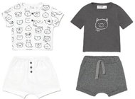 MAYORAL boys set 4pcs T-shirt KR and shorts with animals, white/gray - 70 cm - Baby Clothing Set