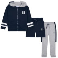 MAYORAL boys set 3pcs sweatshirt, sweatpants and shorts, dark blue/grey - 110 cm - Clothes Set