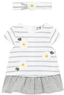 MAYORAL girls striped dress with headband daisy, white/grey - Baby Clothing Set