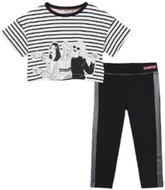 MAYORAL girls leggings and T-shirt set KR, black/white/silver - 152 cm - Clothes Set