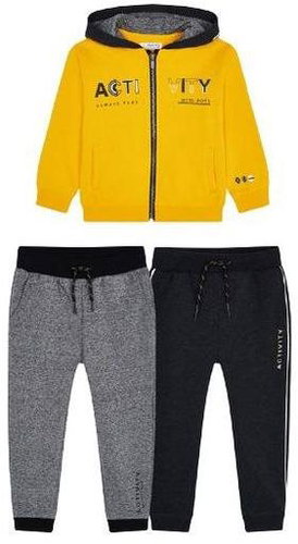 MAYORAL boys' 3-piece Activity tracksuit yellow, grey - 116 cm - Clothes Set - Main image