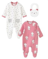 MAYORAL girls set overal 2pcs + bib animals pink, white - 60 cm - Baby Clothing Set