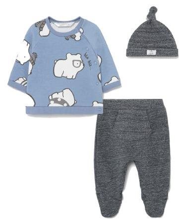 MAYORAL boys set T-shirt, half-socks, cap polar bear blue, grey - Baby Clothing Set - Main image