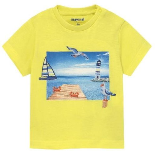 MAYORAL boys t-shirt KR lighthouse, light green/lime - 92 cm - Baby T-shirt - Main image