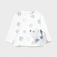MAYORAL girls T-shirt DR dog, white/blue - Baby T-shirt
