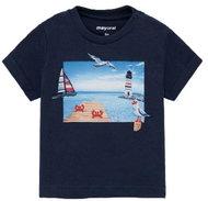 MAYORAL boys T-shirt KR with lighthouse embroidery, dark blue - 86 cm - Baby T-shirt