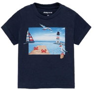 MAYORAL boys T-shirt KR with lighthouse embroidery, dark blue - Baby T-shirt