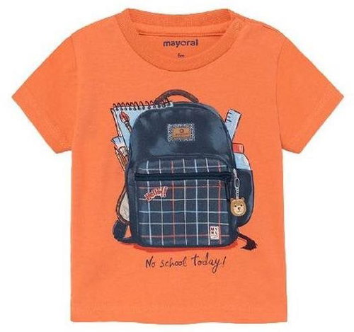 MAYORAL boys t-shirt KR orange with backpack - 92 cm - Baby T-shirt - Main image