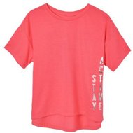 MAYORAL dívčí tričko KR neon růžové se stříbrným nápisem - 152 cm - Tričko