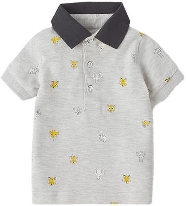 MAYORAL boys polo shirt KR printed grey - 80 cm - Baby T-shirt - Main image