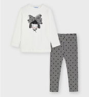 MAYORAL girls set T-shirt, leggings girl black and white - 122 cm - Clothes Set