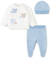 MAYORAL boys' set half-socks, sweatshirt, cap bear white, light blue - Baby Clothing Set