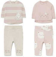MAYORAL girls set 4pcs t-shirt, leggings kitty pink - 75 cm - Baby Clothing Set