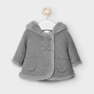 MAYORAL girls knitted coat with fur - grey/silver - Baby coat
