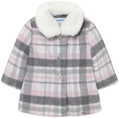 MAYORAL girls soft coat with fur pink - Baby coat - Main image