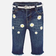 MAYORAL girls jeans with belt - flowers - Baby trousers