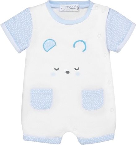 MAYORAL boys short overalls - white, blue pockets - 55 cm - Baby Romper - Main image