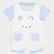 MAYORAL boys short overalls - white, blue pockets - Baby Romper