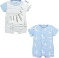 MAYORAL boys short overalls 2pcs - blue and white with Zebra - 55 cm - Baby Romper
