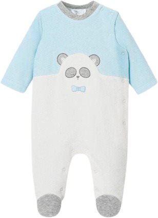 MAYORAL boys overalls with panda - blue, white, grey - 75 cm - Baby Romper - Main image