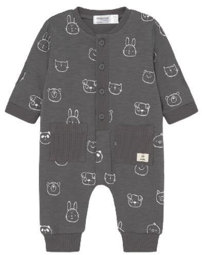 MAYORAL boys overalls DR with animals, dark grey - Baby Romper - Main image