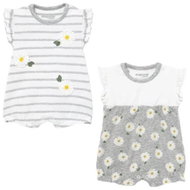 MAYORAL girls set 2pcs short overalls with daisy, white/grey - Baby Romper