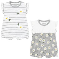 MAYORAL girls set 2pcs short overalls with daisy, white/grey - 65 cm - Baby Romper