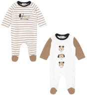 MAYORAL boys set 2pcs long overalls with dog, white/brown - 65 cm - Baby Romper