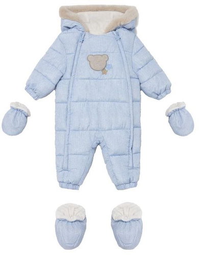 MAYORAL boy's light blue teddy bear jumpsuit - 60 cm - Baby Snowsuit - Main image