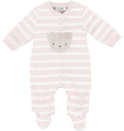 MAYORAL girls velour jumpsuit stripes teddy bear pink - 60 cm - Baby Romper
