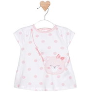 MAYORAL girls dress polka dot bear white, pink - 75 cm - Baby dress