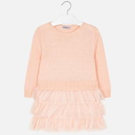 MAYORAL girls knitted dress with fringe pink - Baby dress