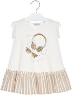 MAYORAL girls dress with linen skirt - cream - 104 cm - Dress
