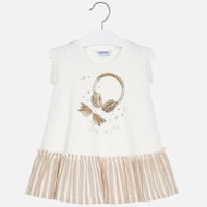 MAYORAL girls dress with linen skirt - off-white - Dress
