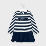 MAYORAL girls dress DR, top stripe with lettering, skirt dark blue - Dress