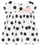 MAYORAL girls dress polka dot with bow, white/black - Baby dress