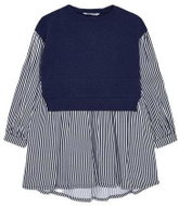 MAYORAL girls dress stripes back tie dark blue - 104 cm - Dress