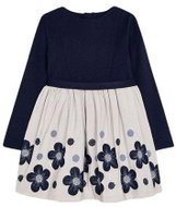 MAYORAL girls dress DR floral embroidery dark blue - 110 cm - Dress