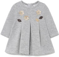 MAYORAL girls dress long sleeve sewn flowers grey - 70 cm - Baby dress