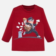 MAYORAL boys shirt long. sleeve red with postman - Baby T-shirt