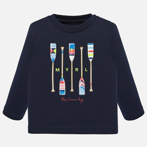 MAYORAL boys long sleeve shirt - dark blue with oars - Baby T-shirt - Main image
